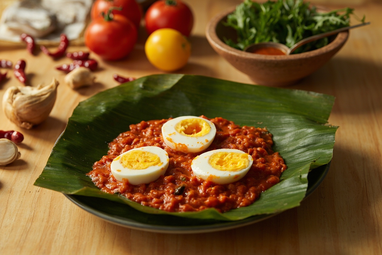 Telur Balado Eggs in Fierce Chile-Tomato Sambal