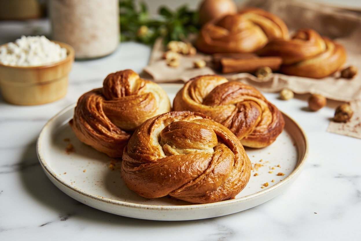 Toasted Walnut Cinnamon Brioche Knots