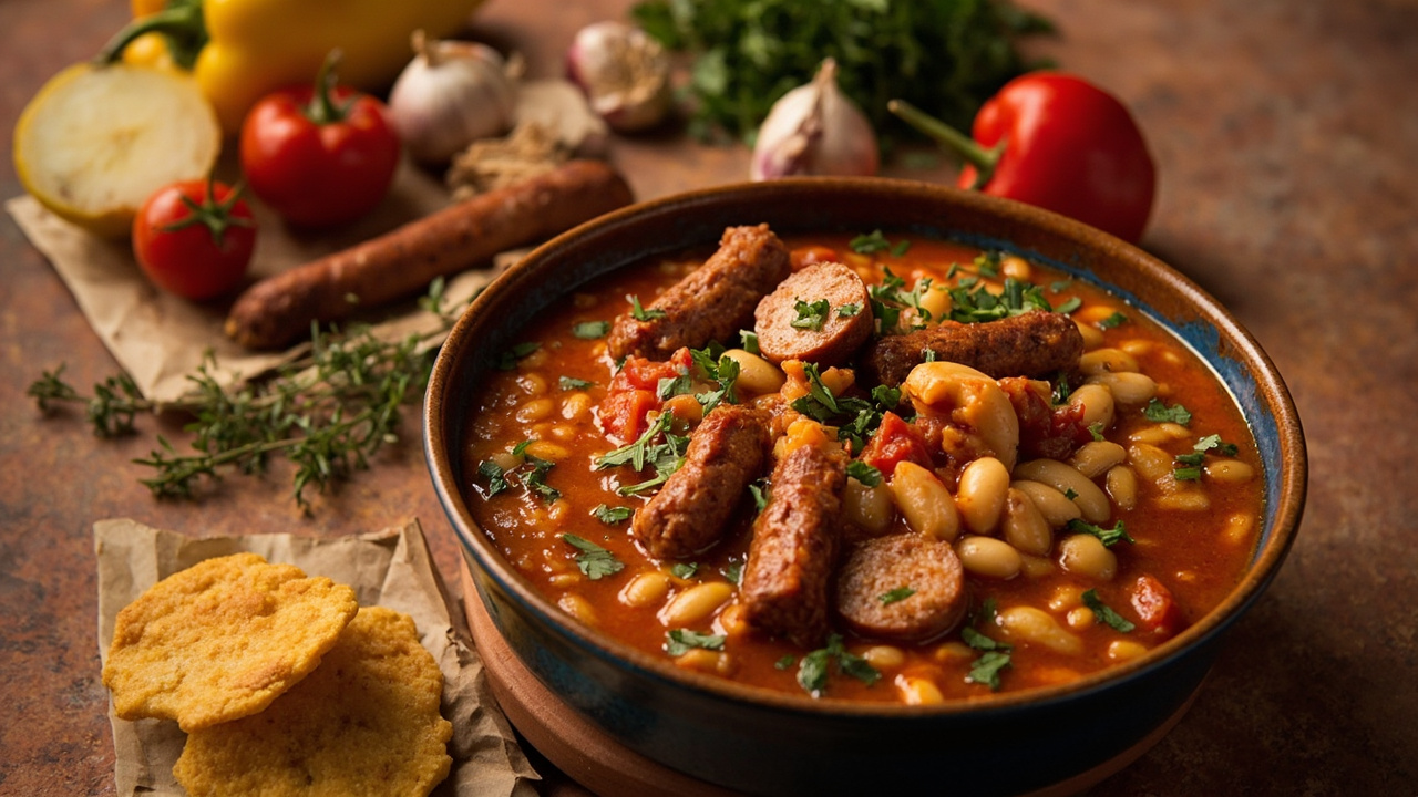 Tomato Braised Sausage and White Beans