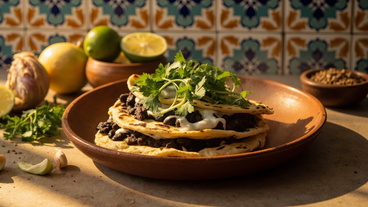 Tortillas de Maíz Rellenas de Frijoles y Crema