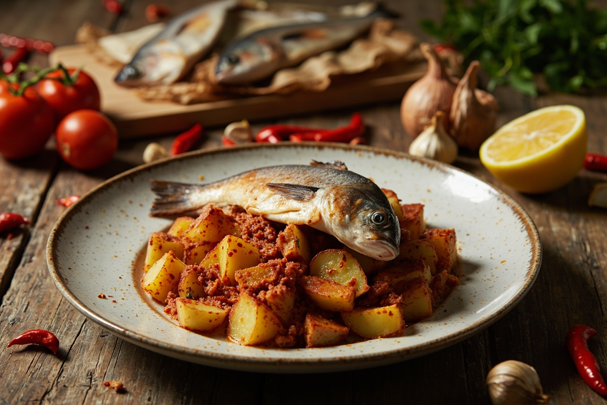 Trout over Crispy Smoked Paprika Potatoes