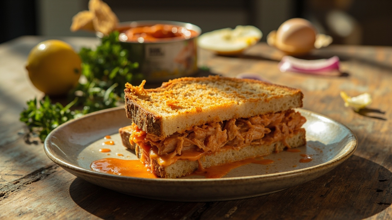 Tuna and Egg Sriracha Mayo Sandwich