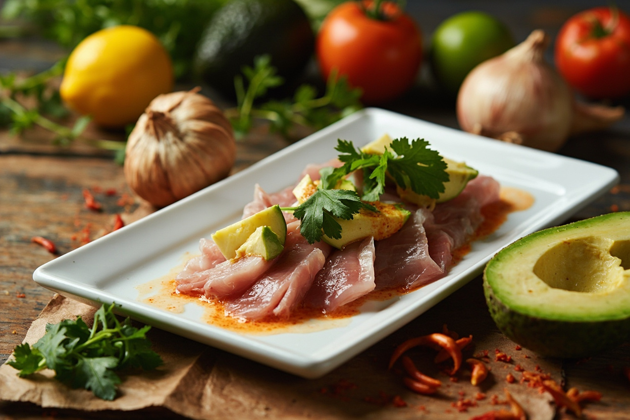 Tuna Tiradito, Avocado and Cayenne