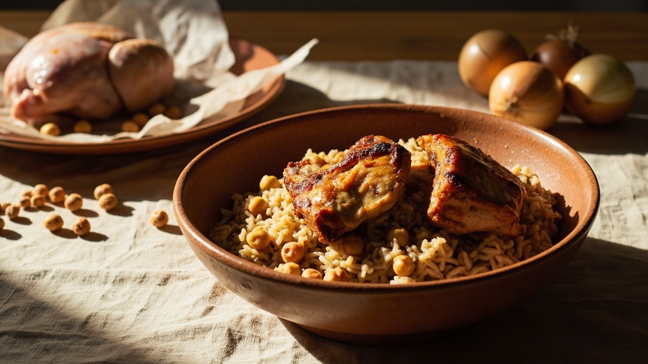 Turkish-Inspired Chicken Thighs with Chickpeas & Brown Rice