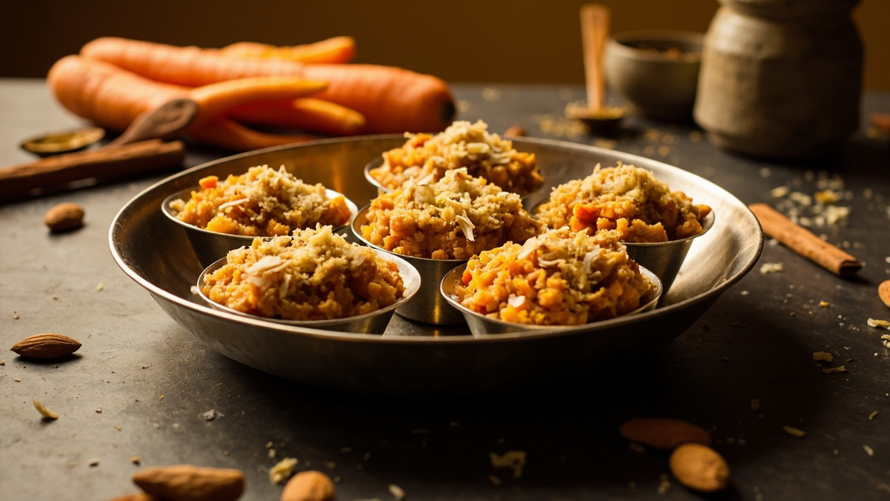 Turmeric Carrot Halwa with Almond Flour Crumble