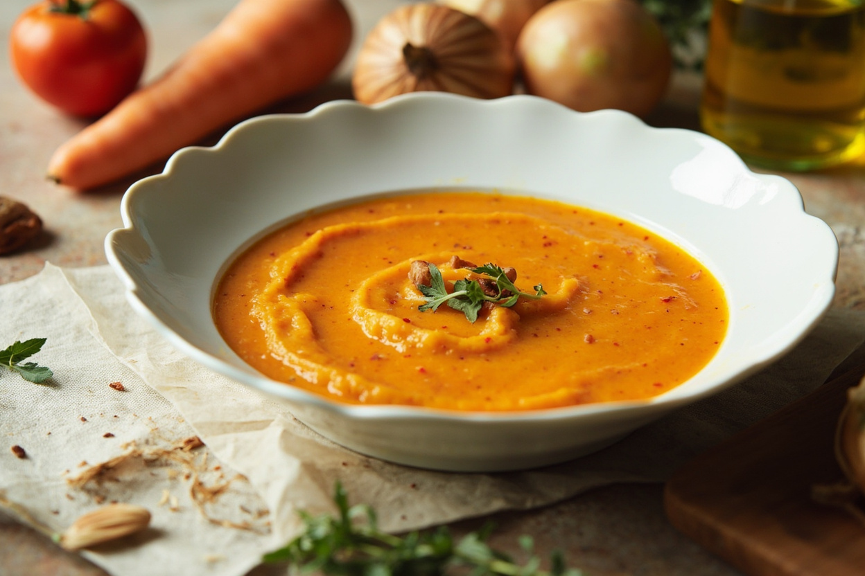 Velvety potato and carrot soup