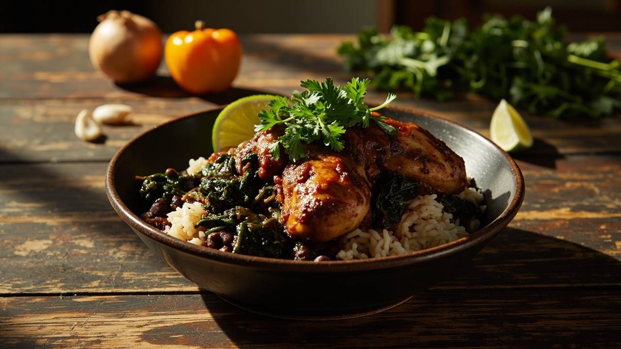 Virado à Baiana de Frango Chicken and Rice with Collard Greens