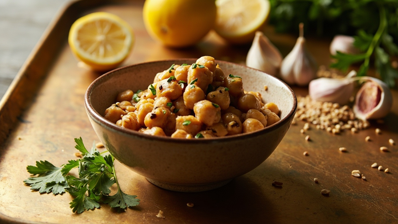 Warm Chickpeas with Lemony Tahini and Toasted Sesame