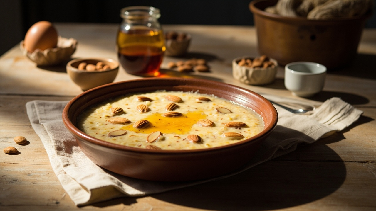 Warm Honey-Vanilla Rice Pudding with Toasted Almonds