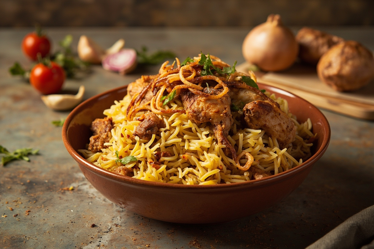 Weeknight Chicken Biryani, Saffron Rice