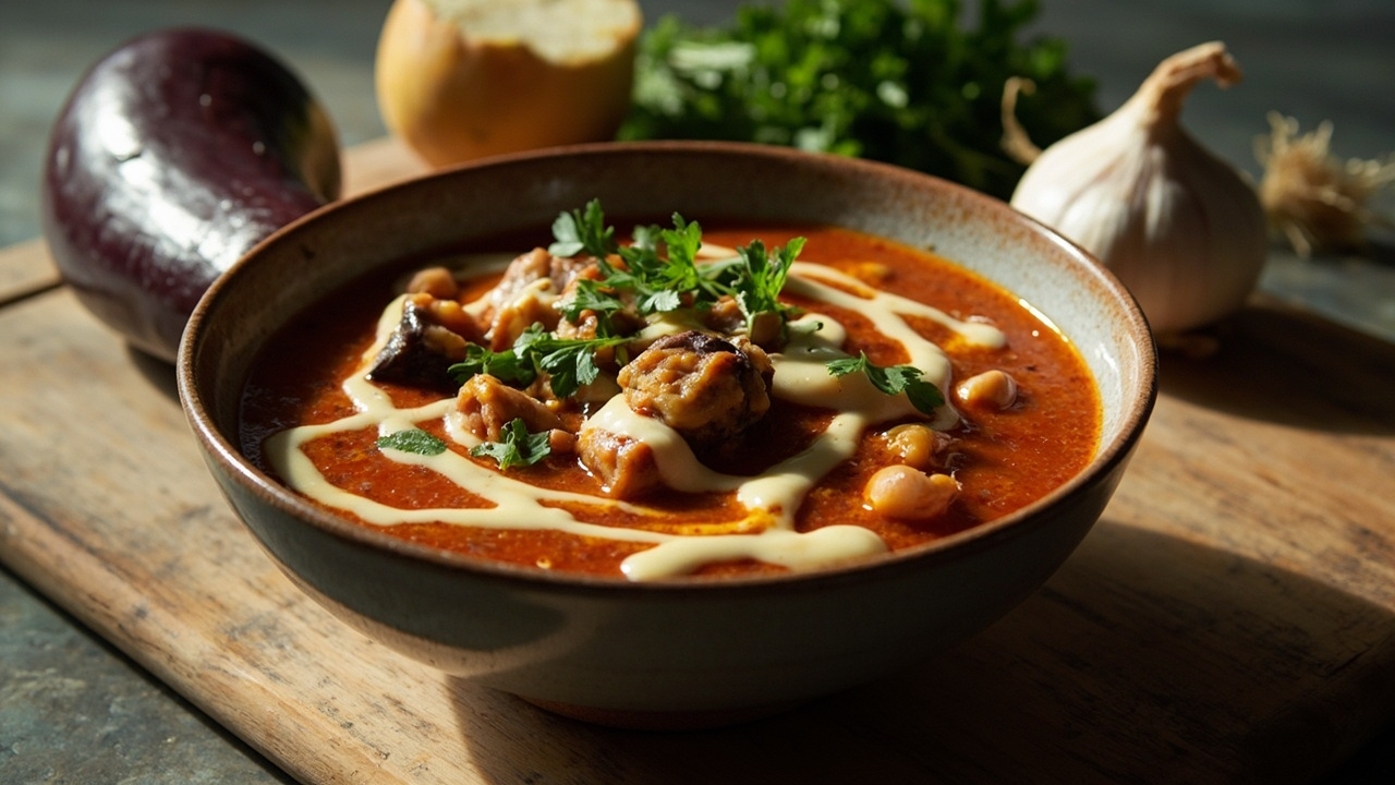 White Bean and Eggplant Stew with Creamy Tahini Drizzle