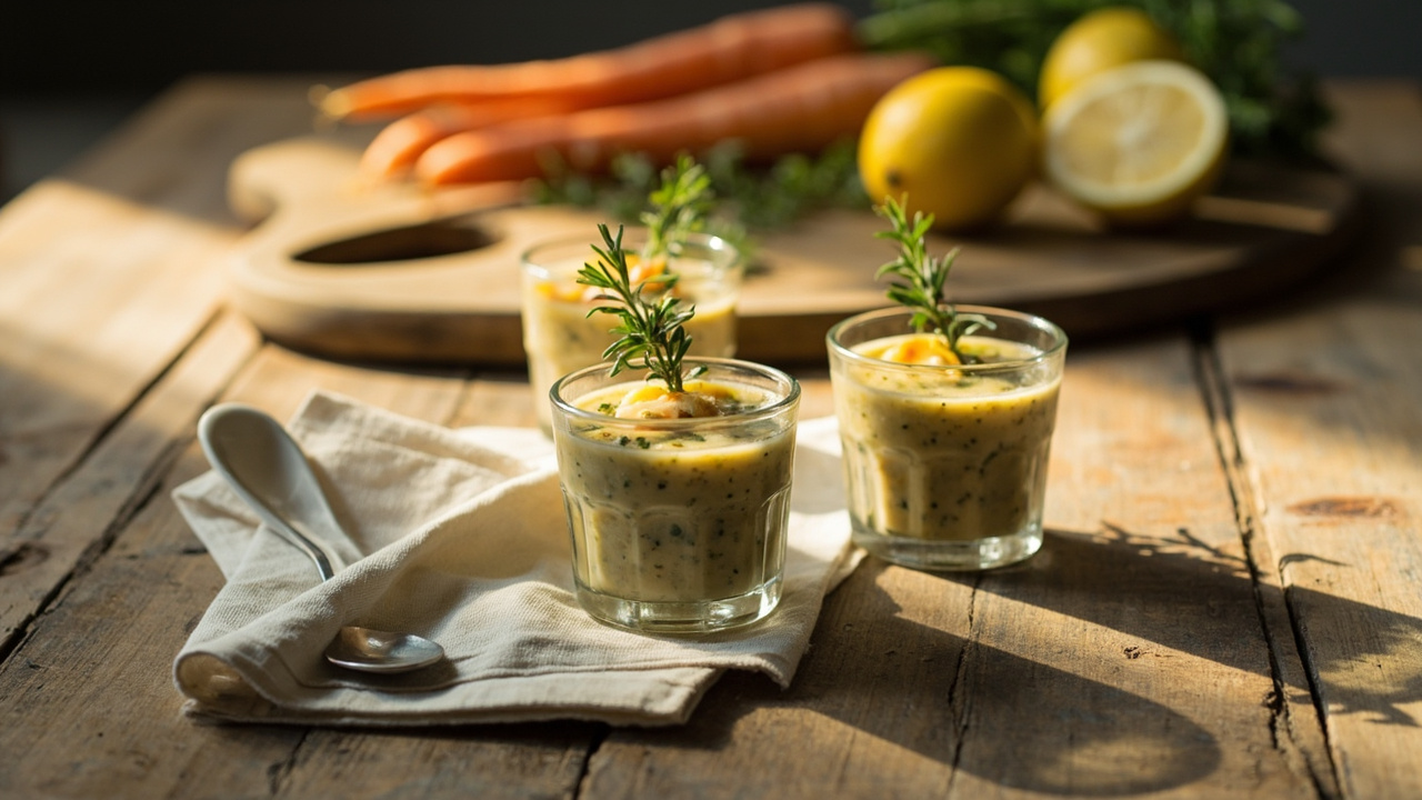 White Bean and Kale Soup Shots with Thyme and Lemon