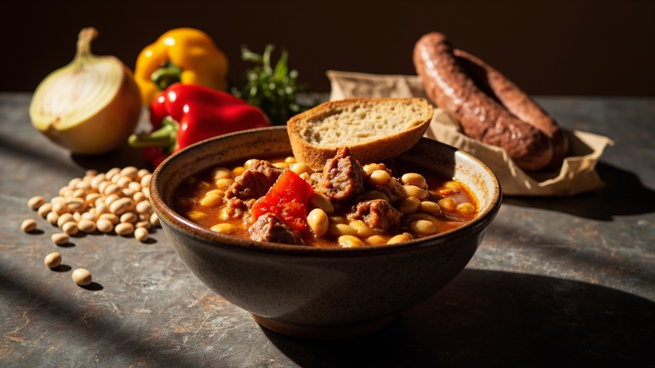 White Bean and Sausage Stew with Peppers and Paprika
