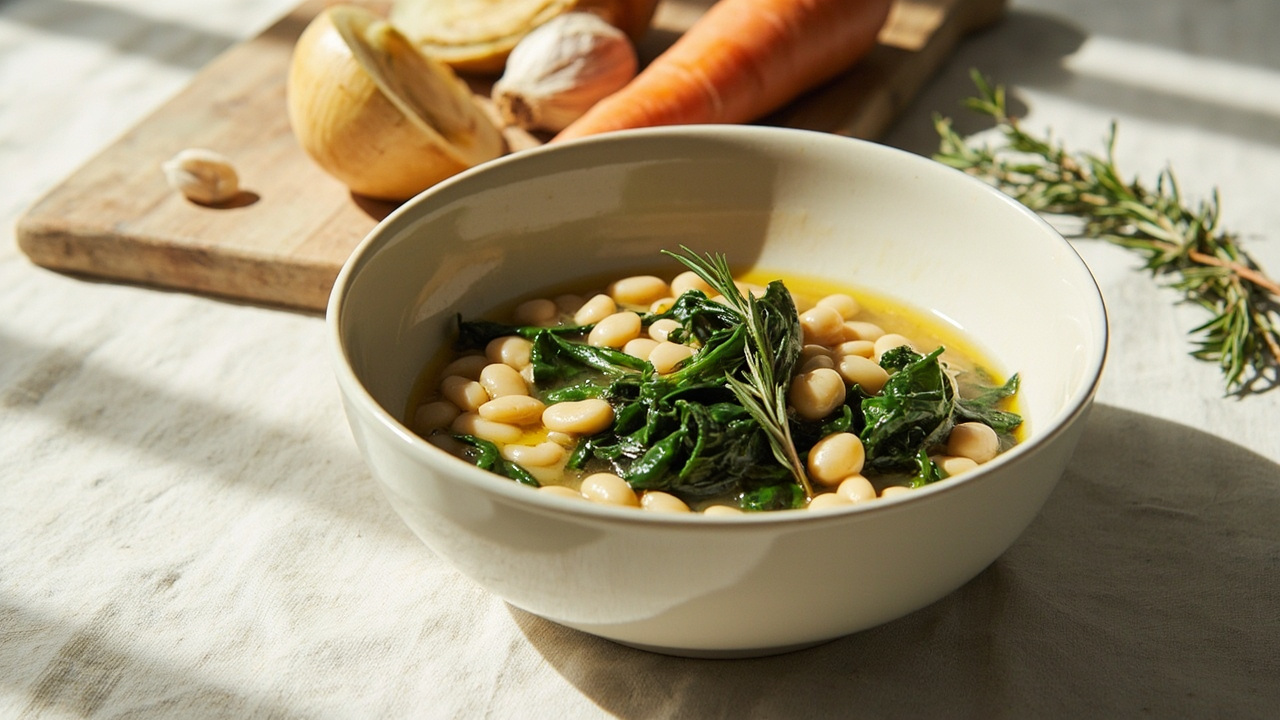 White beans slow-cooked with chard and rosemary