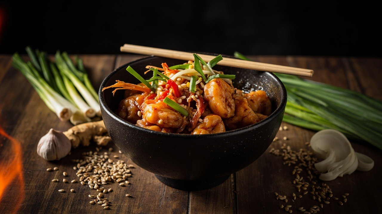 White Pepper Wok Shrimp with Scallion and Sesame