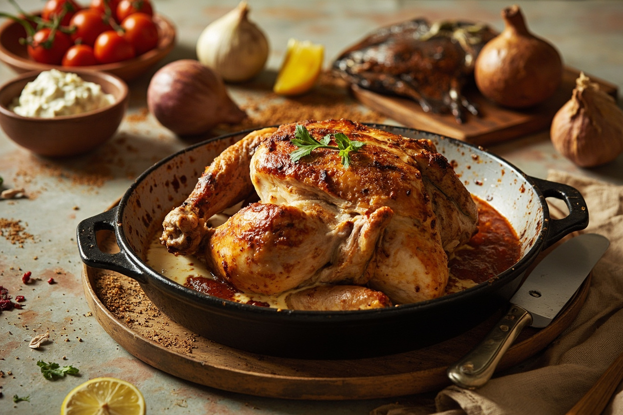 Whole Roast Masala Chicken, Yogurt and Lemon