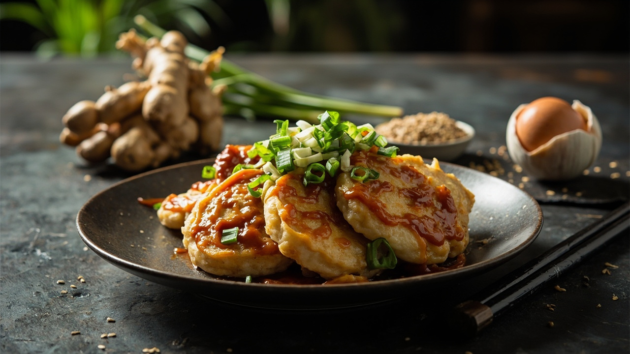 Wok-Hei Ginger Sesame Jasmine Rice Cakes