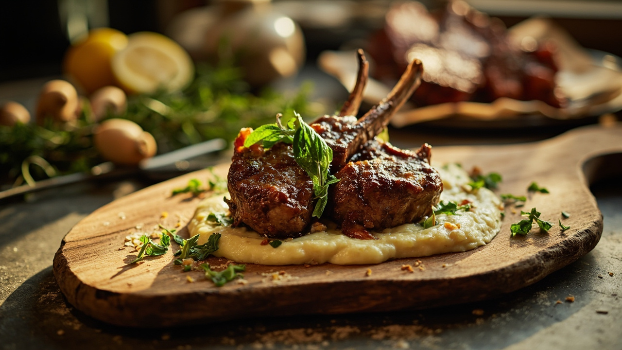 Wood-Fired Lamb Chops with Parsnip Purée and Mint