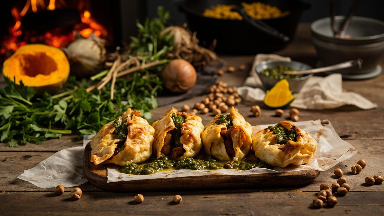 Wood-Fired Pinto Bean and Butternut Empanadas with Smoky Chimichurri