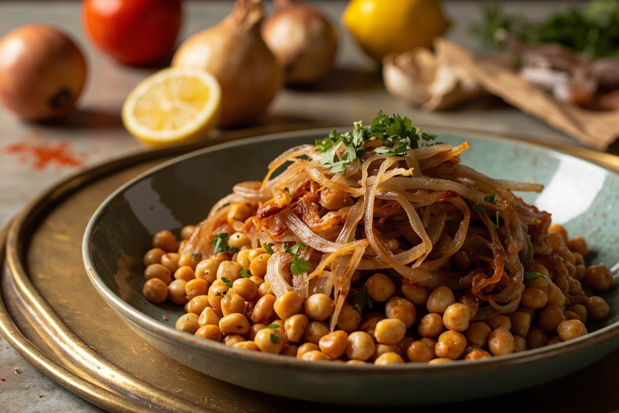 Yassa Chickpeas with Caramelized Onion
